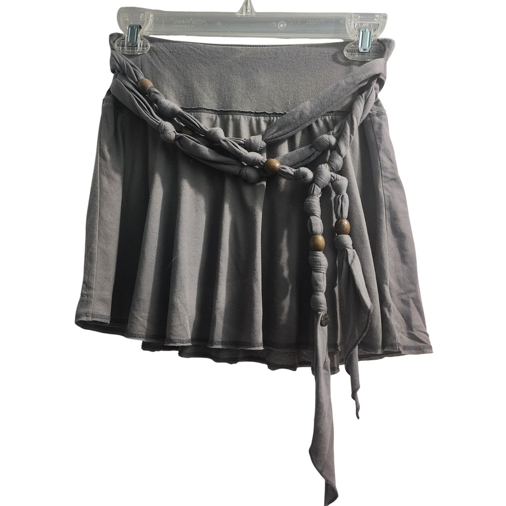 Abercrombie Kids Grey Jersey Flared Mini‎ Skirt Braided Beaded Belt Size S